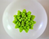 4 Handmade Felt Flower Adornments Lime