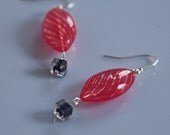 Geometric Red Swirl Beaded Earrings, Blown Glass Beads