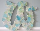 Nautical Decor Wall Letters - Sea Glass - Beach Decor Glass Letters, Any Color,  Any (4)