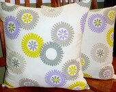 Decorative Accent Pillow Covers - Lavender, Grey and White Set of Two 18 Inch