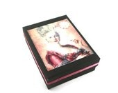 Vintage Lady Gift Box, Pink Ribbon, Black Box