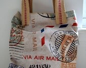 Market Tote Bag- Air Mail with jute handles