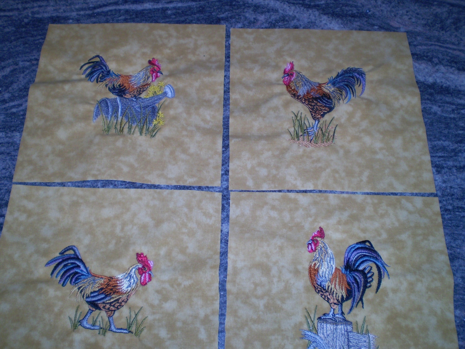 Barnyard Roosters on Gold
