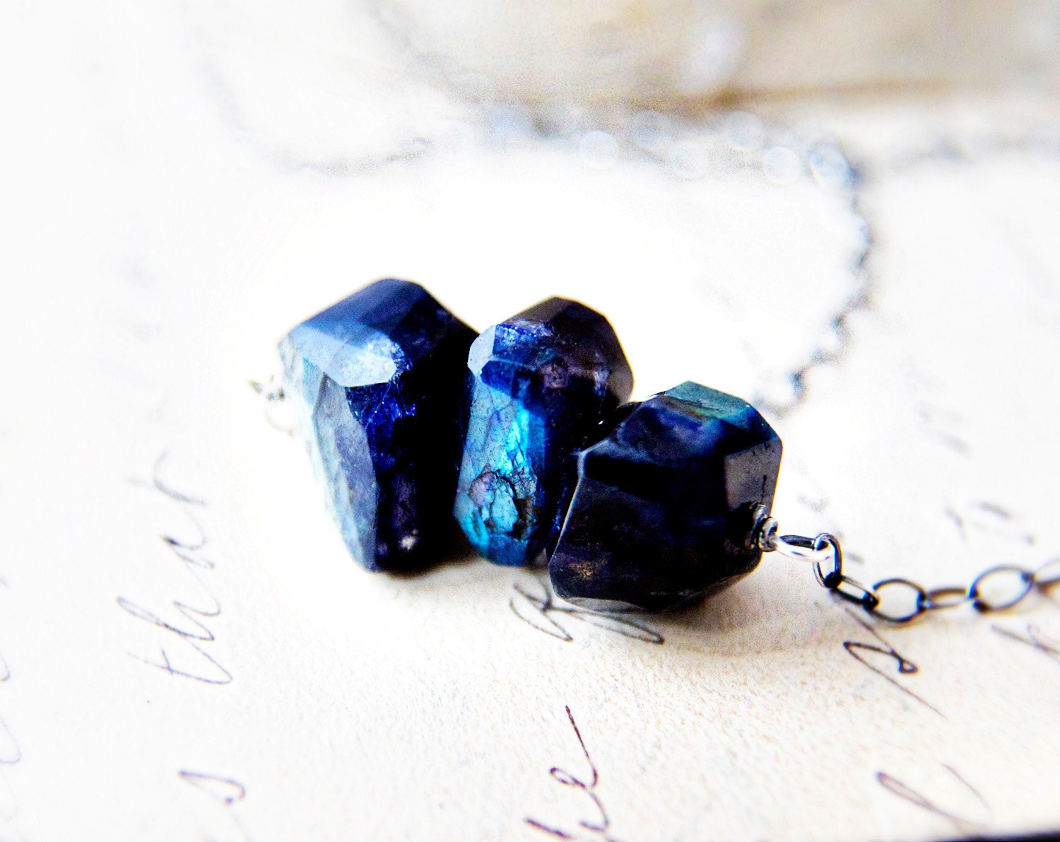 Spectrolite Nugget Necklace Minimal Geometric Pendant Sterling Silver Labradorite Fashion Sodalite Under 50 Gifts
