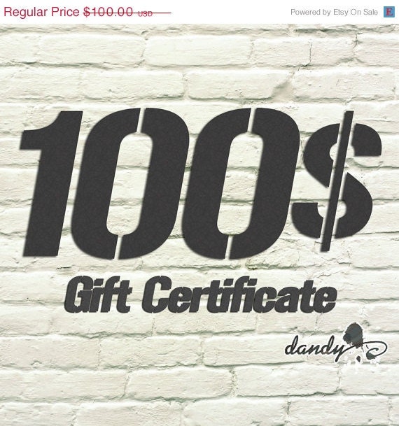 ON SALE Gift Certificate - 100 Dollars