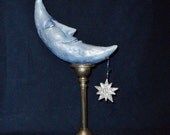 Moon art: Blue Moon sculpture with star