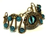 Steampunk Jewelry - Blue  Dragon Eye Bracelet