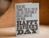 Happy Father's Day Card - text - Letterpress - steel blue