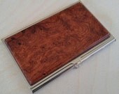 Handcrafted AMBOYNA Burl Wood Business Card Case ID/Card Holder - FREE Engraving