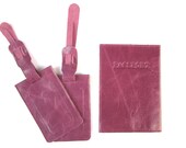 PASSENGER'S SET - passport leather cover & 2 Luggage tags - Purple Lilac (No.2)