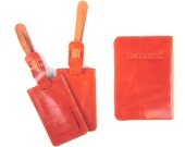 PASSENGER'S SET - passport leather cover & 2 Luggage tags - Orange Juice (No.2)