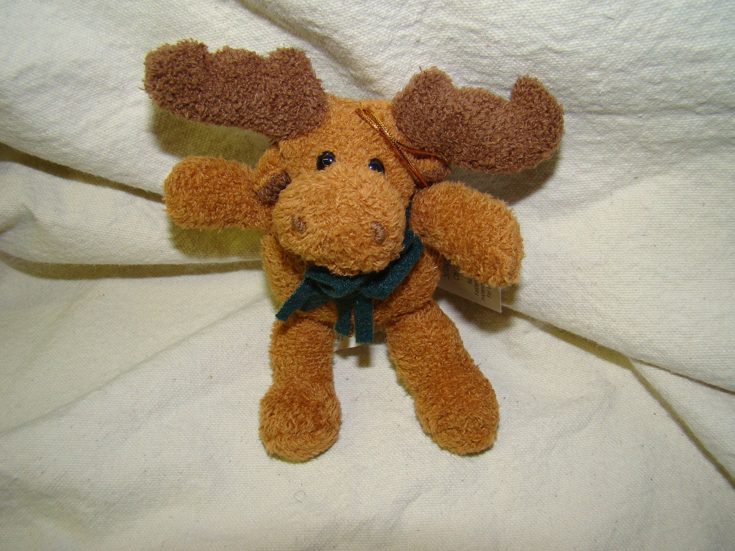 Six mini Stuffed Moose, miniature, craft animal, muslin, Chirstmas ornament