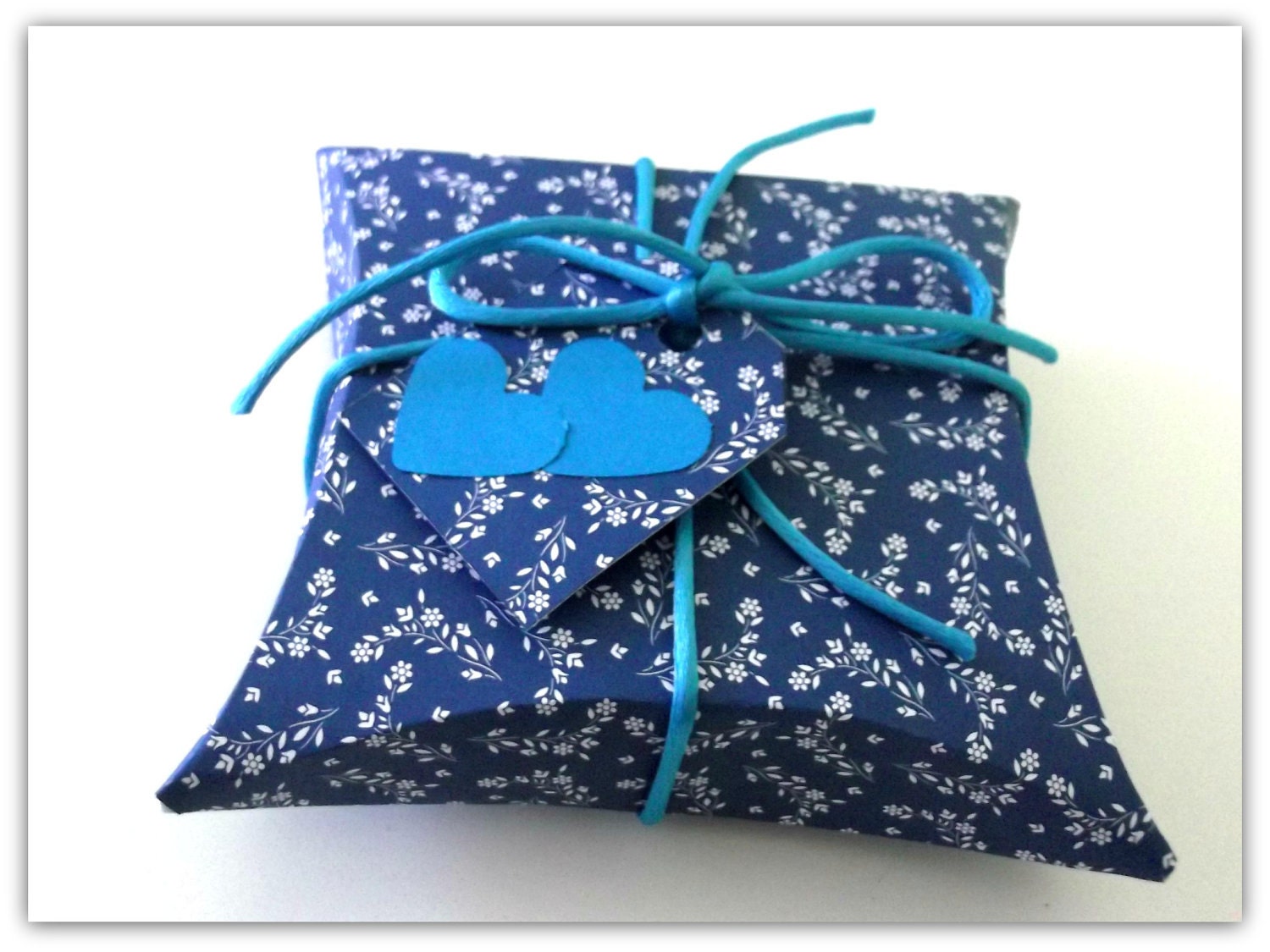 Paper pillow Gift Box set -Flower Blue Wrapping set