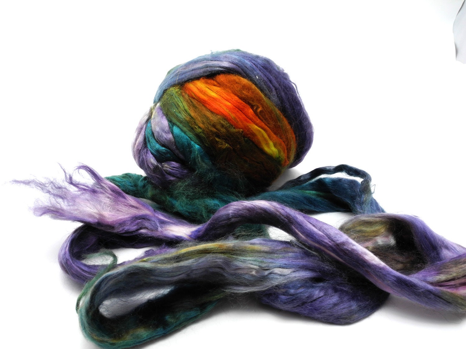 Flower Shop Inferno cultivated silk sliver spinning fiber