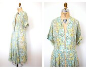 1950s sundress / vintage 50s cotton floral dress / Watercolor Fields