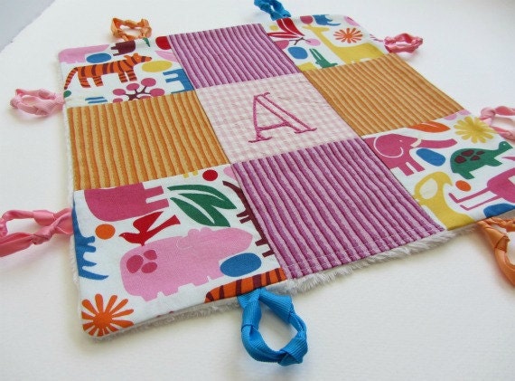 Baby Girl Lovey with Custom Hand Embroidery by Dolce Dreams