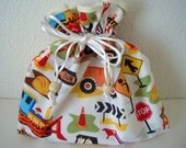 Mini Bag/Drawstring Pouch/Michael Miller Dig It in White
