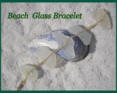 Natural - Surf Tumbled - Beach Glass - Sea Glass - Bracelet - White Glass - GP Chain