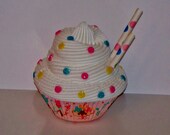 Ice Cream Confetti Fake Cupcake, so cute for Summer Fun Kitchen and Home Decor, Photographer Props, Ice Cream Cupcake Birthday Party