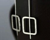 Recycled Silver Geometric Earrings - Hip Squares - FREE shipping