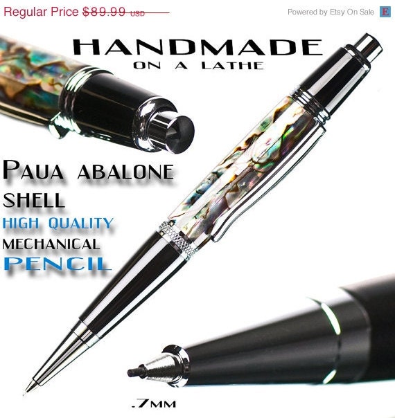 20% ALL PENS On SALE Now Paua Abalone Handcrafted Mechanical Pencil Handmade Paua abalone pencil body High quality click style pencil handc
