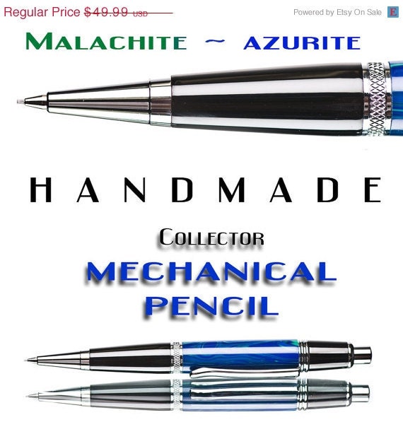 20% ALL PENS On SALE Now Malachite / Azurite Handcrafted Mechanical Pencil Handmade Malachite / Azurite pencil body (trustone) High quality