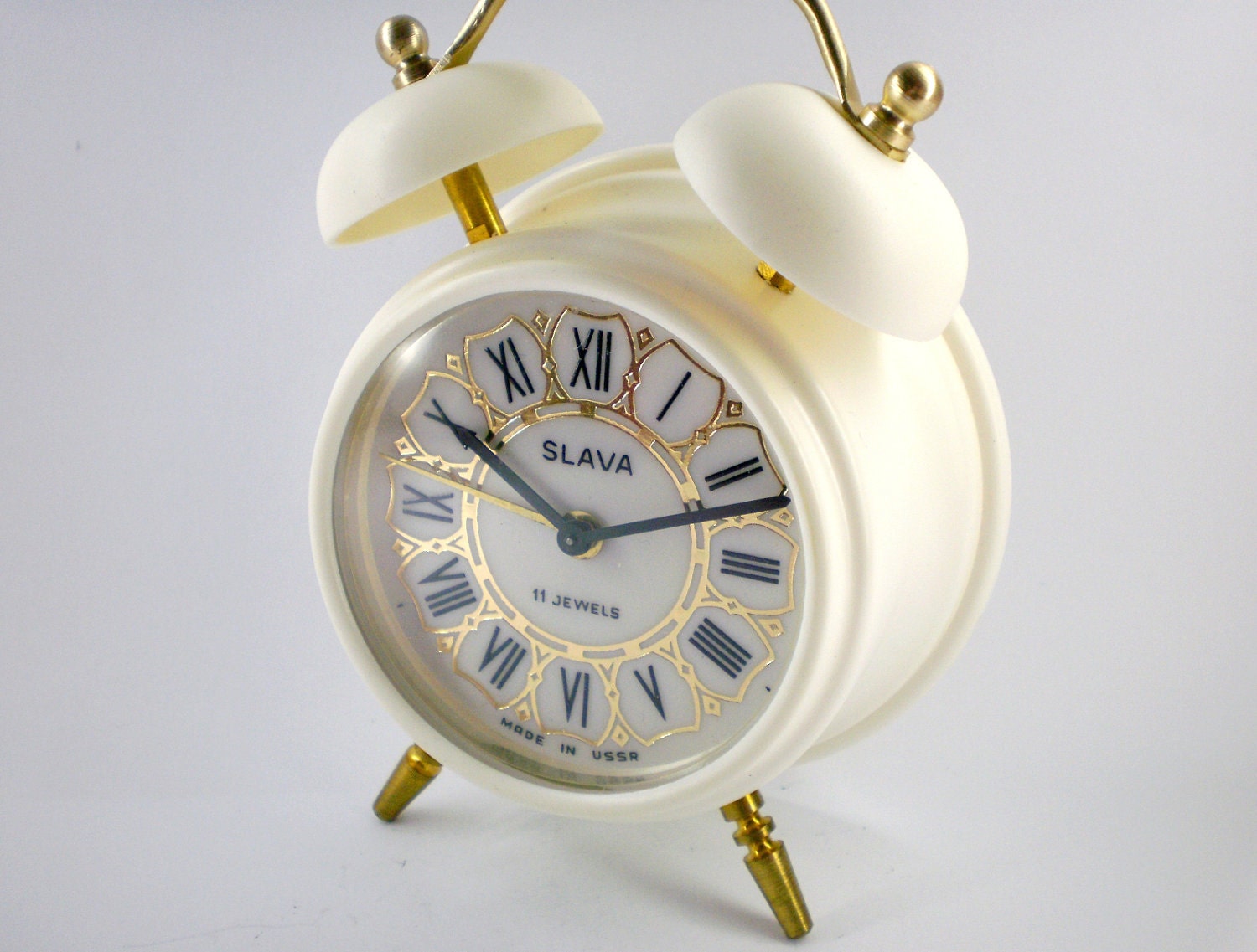 Vintage Slava mechanical alarm clock from Soviet/Ussr