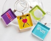 Golf Wine Charms, Wine Glass Charms, Wine Charms, Glass Wine Charms, 19th Hole