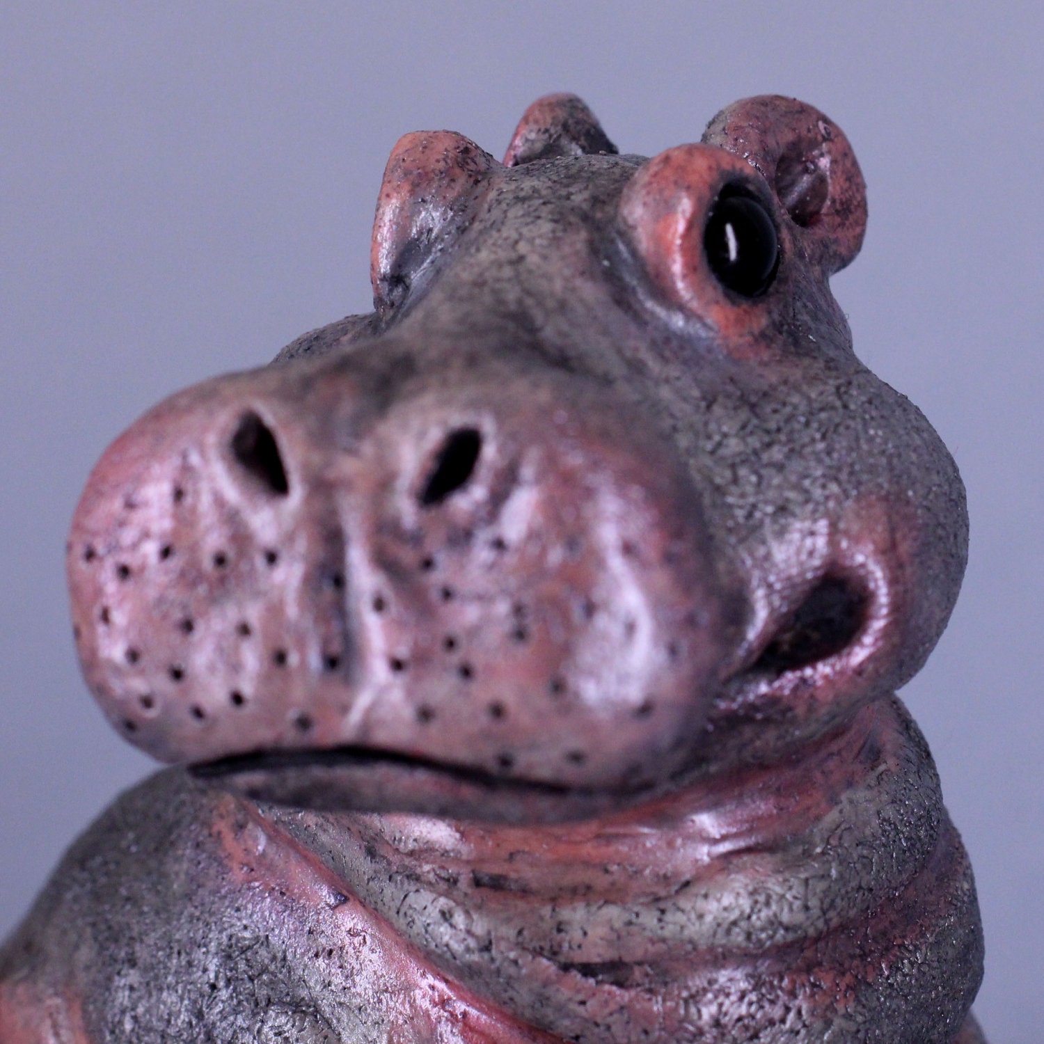 Hippopotamus Sculpture, Baby Hippo Figurine, Bluma the Happy Hippo