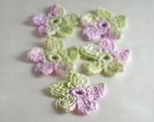 Crochet Applique Motif Mini Flower Pale Lavender Mint Green White Embellishment