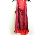 Reconstructed tank - up-cycled t shirt -shredded tunic KT515