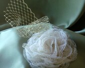 Hair bridal accessories, Bridal Headpiece, Bridal Party Headpiece, huge white lace and gold rose with gold Russian netting
