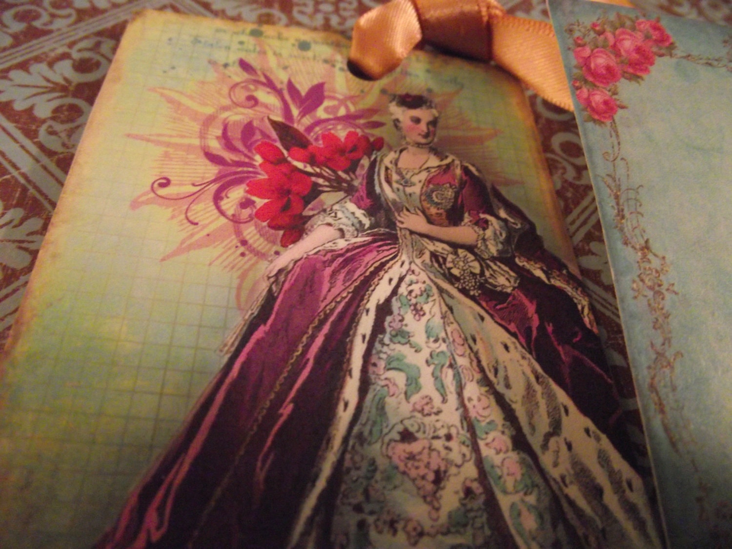Beautiful  Women  In  Gowns  Gift  Tags  With  Gold  Ribbon