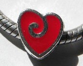 FREe SHIPPING European beads Red Heart charm Enamel PBB246