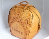 Vintage Tooled Leather Bowling Bag