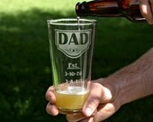 Personalized Fathers Day, Custom 22oz Etched Drinking Glass for Him, Dude Gift, Father's Day Gift, Beer Glass with Children's Birth Dates.