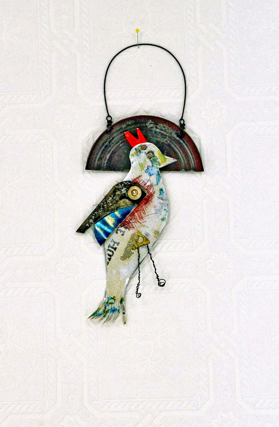 Grunge Bird I - Original MIxed Media Assemblage