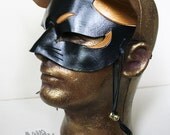 Egyptian Cat Mask in Black and Gold  - Leather Anime Manga Style Mask