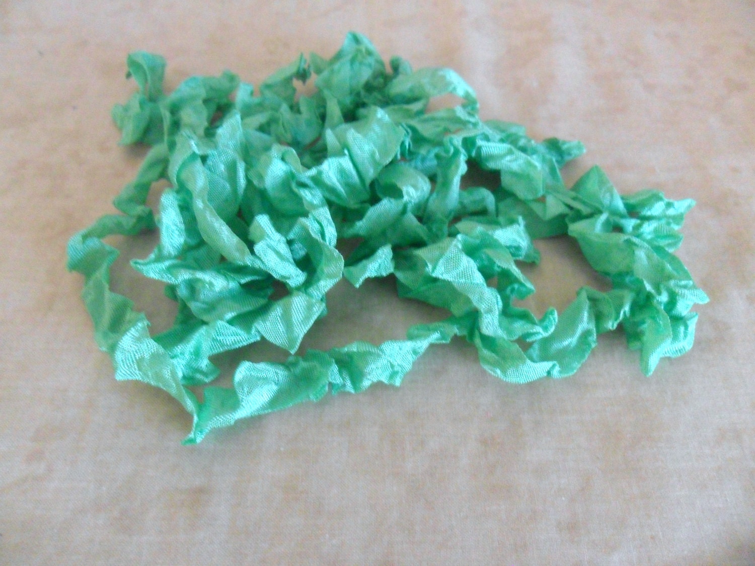 Seam Binding Ribbon Spring Green Wrinkled Crinkled Shabby Country Chic-BOGO SALE