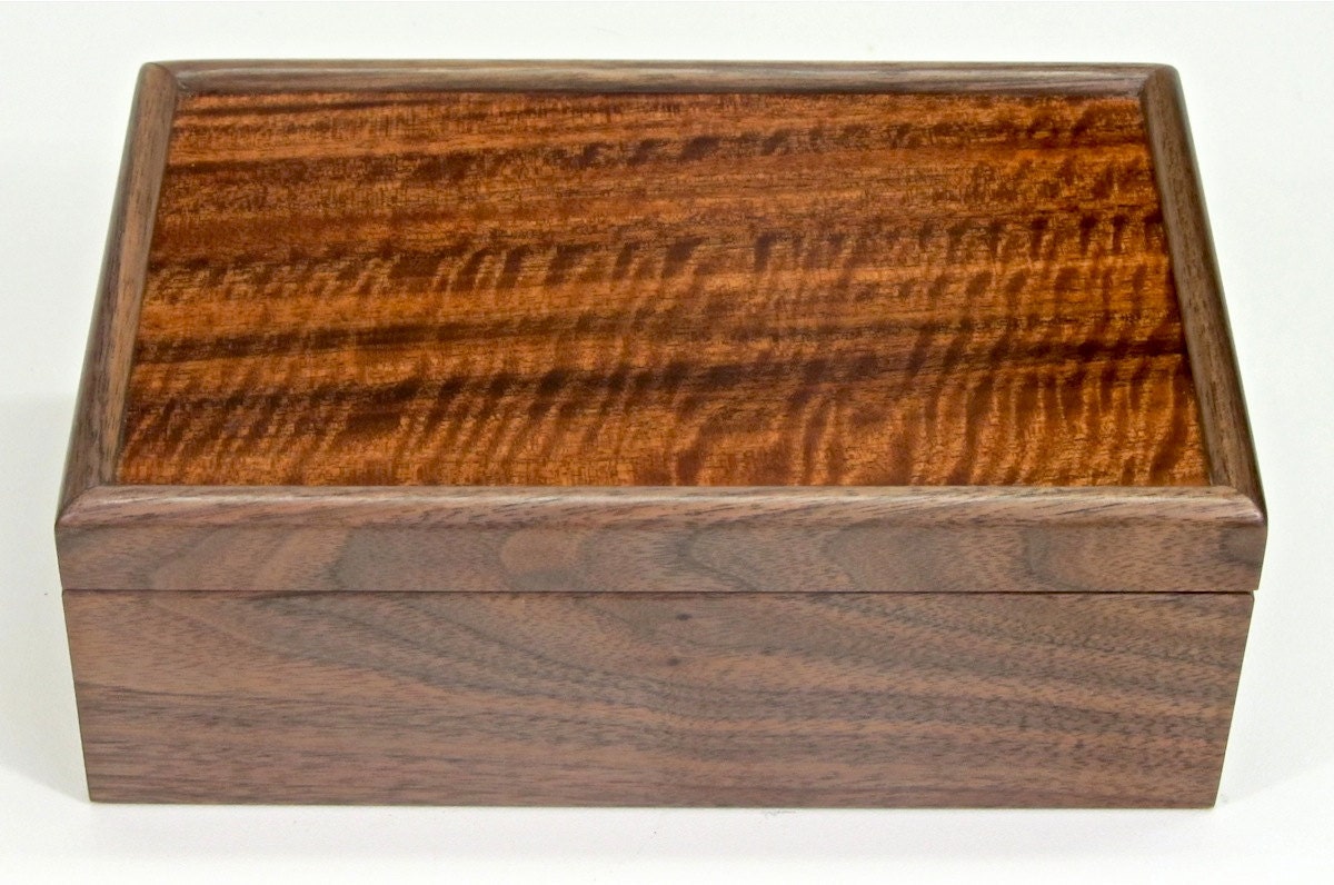 Black Walnut and Figured African Etimoe Keepsake Box