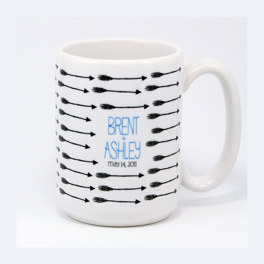 CUSTOM Arrows Mug. ceramic. hand-printed.