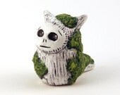 Polymer Clay Creature, Little Moss Creature, White Forest Monster