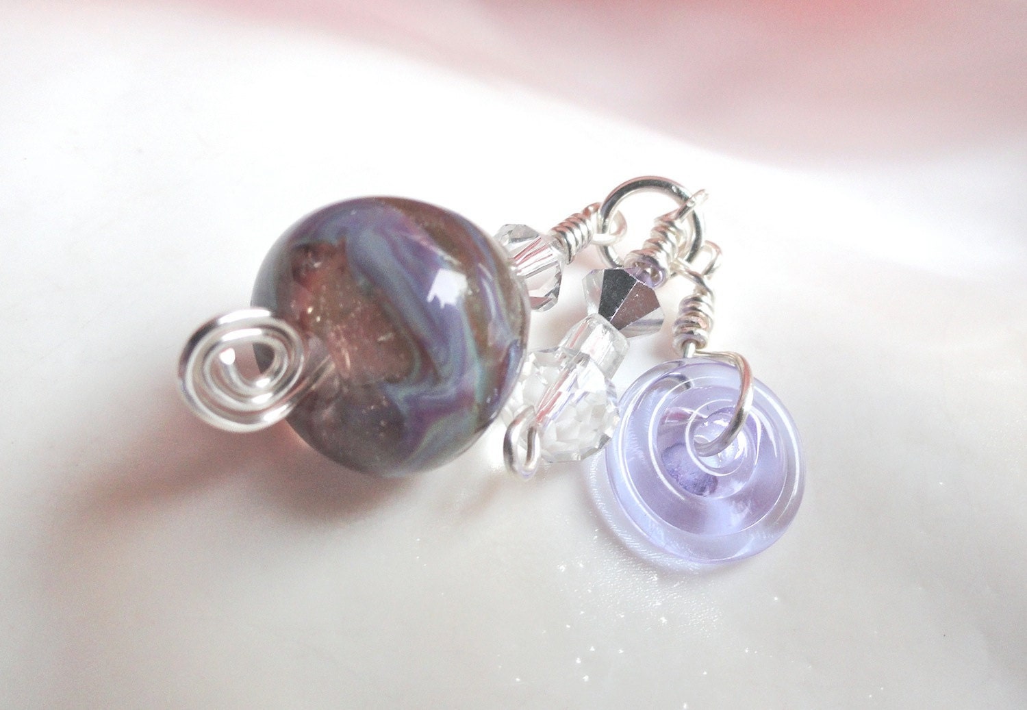 Lilac and Lavender Pendant with Artisan Lampwork Beads