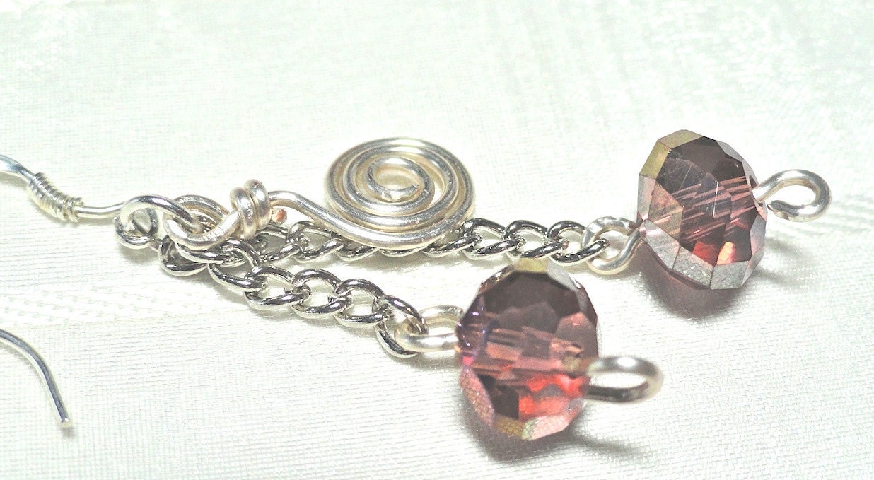 Pink Peacock Dangle Earrings Czech Crystal