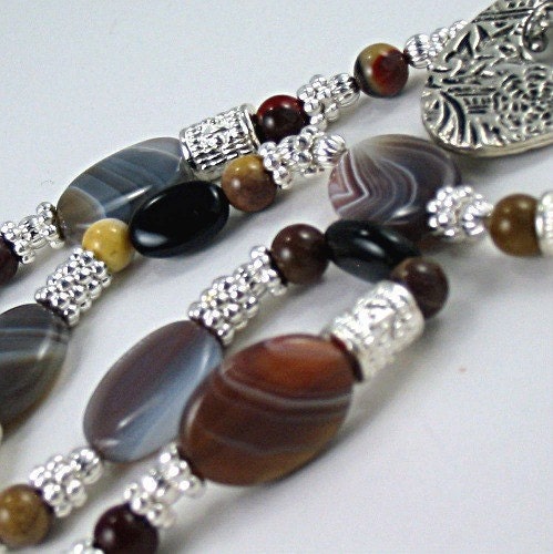 Gemstone Necklace Botswana Agate, Onyx, Mookaite-Earth Expressions