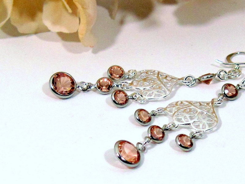 Pale Pink Crystal Drop Earrings - La Vie en Rose