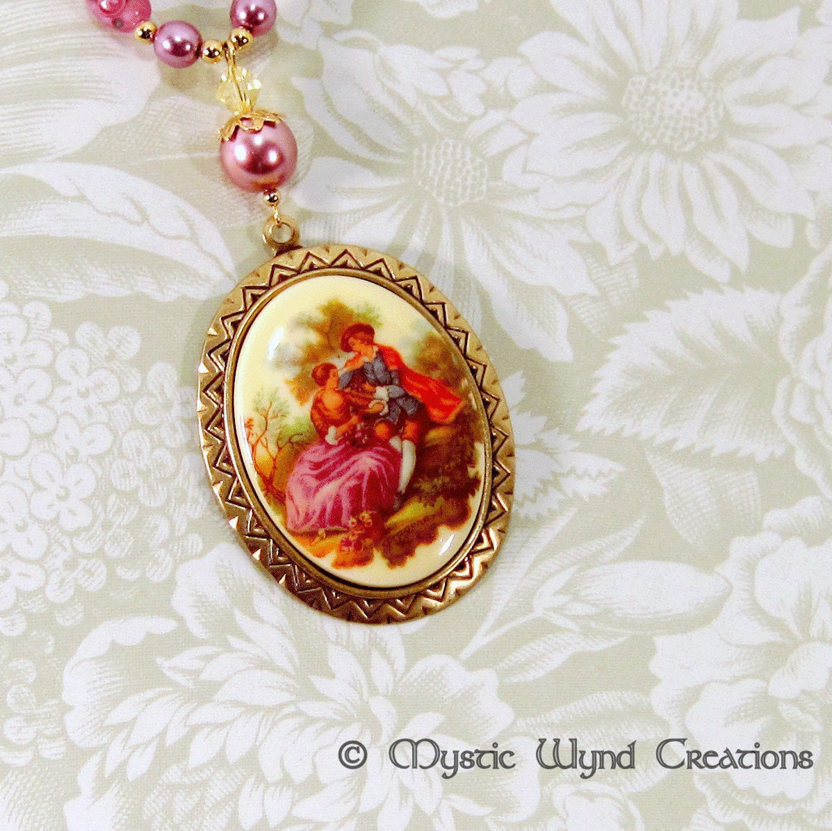 Victorian Garden Beaded Necklace in Pinks and Yellow - My Beloved