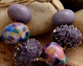 IRIS BLOOM Bead Set - Set of 6 Coordinated Handmade Lampwork Beads