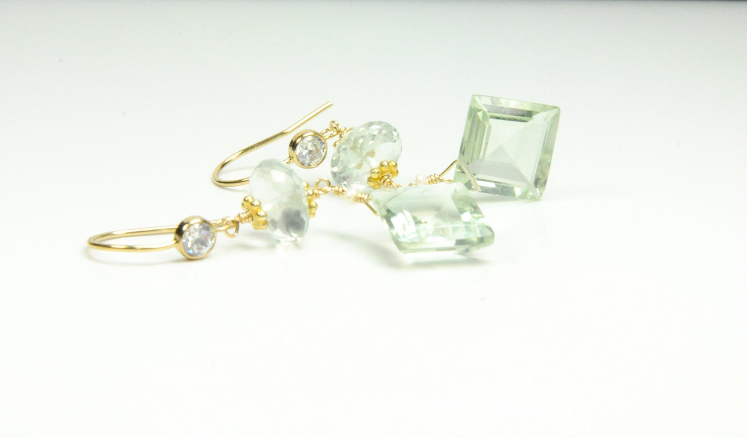 Beautiful Mint Green Amethyst Wrapped in Gold:) On Etsy