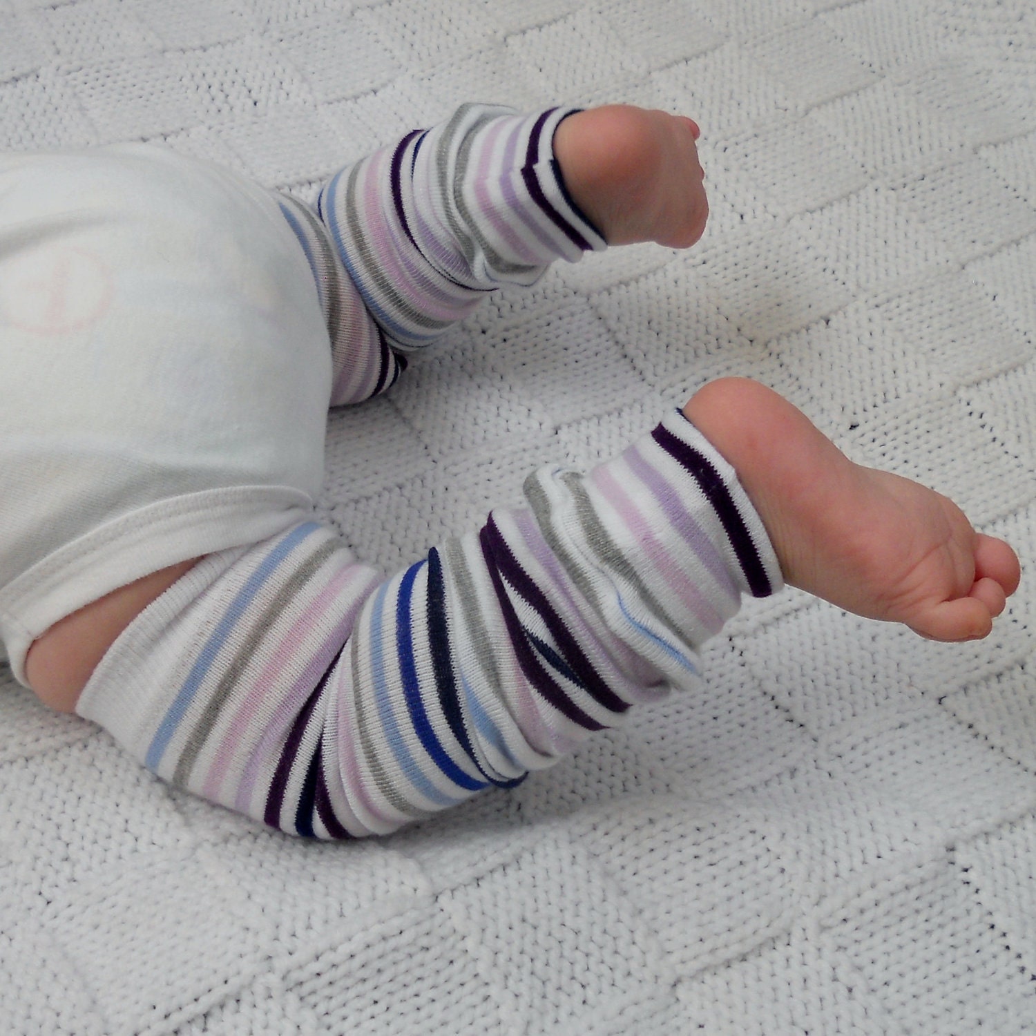 Blue and Purple Striped Baby Leg Warmers - Baby Legs